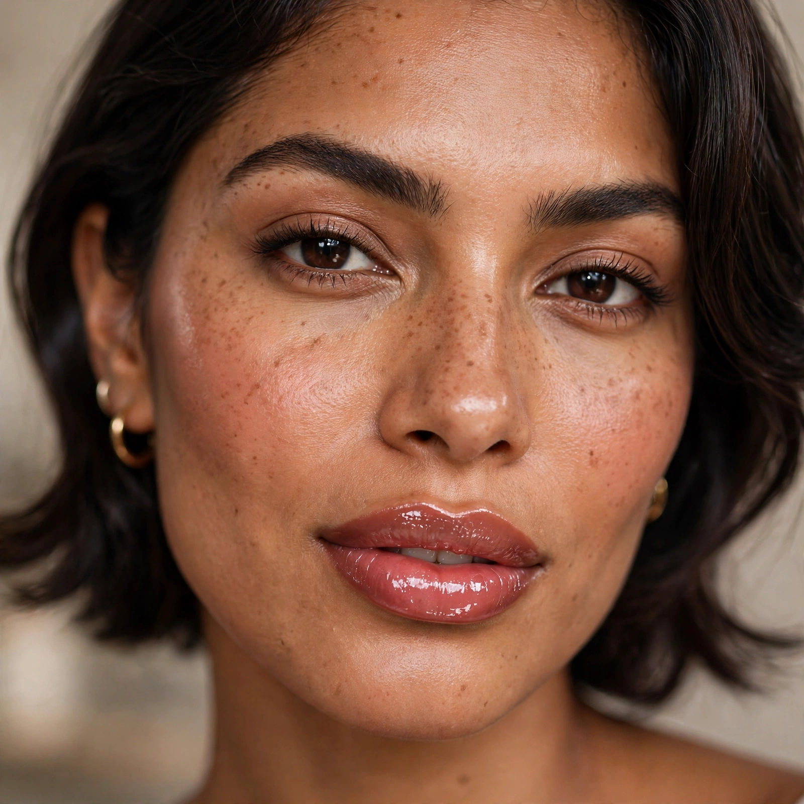 Confident glossy lip wear