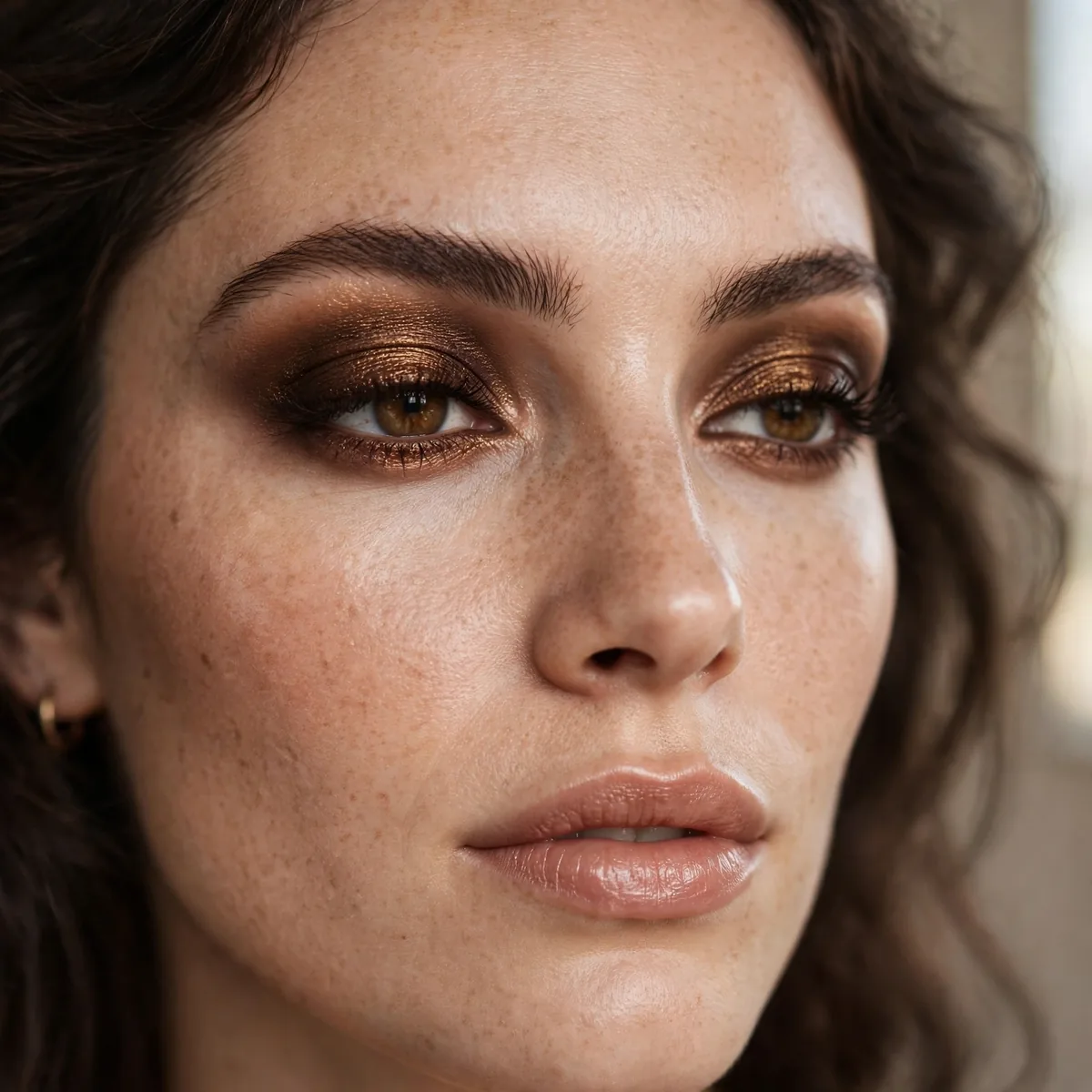 Deep bronze eyeshadow look