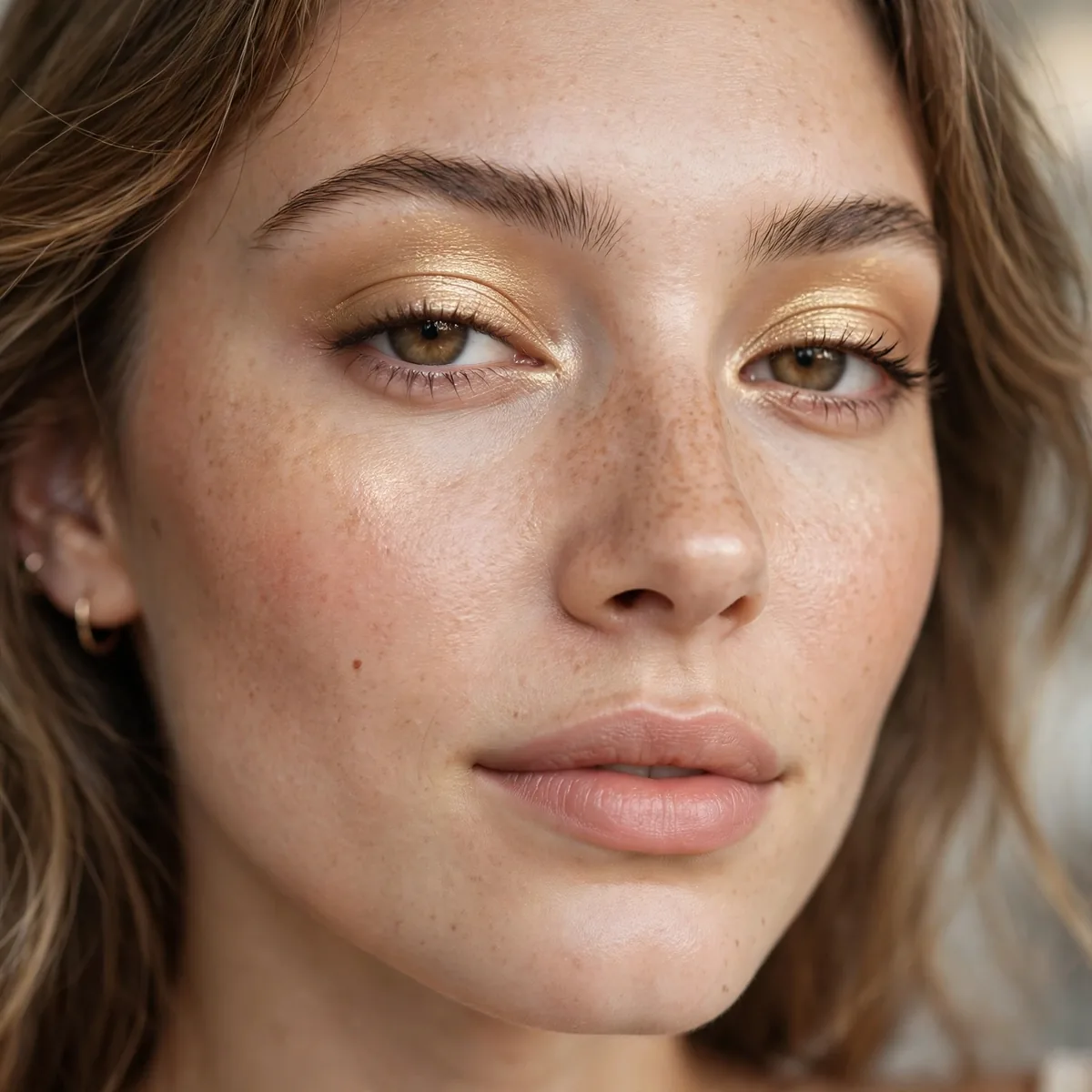 Sheer gold eyeshadow wash