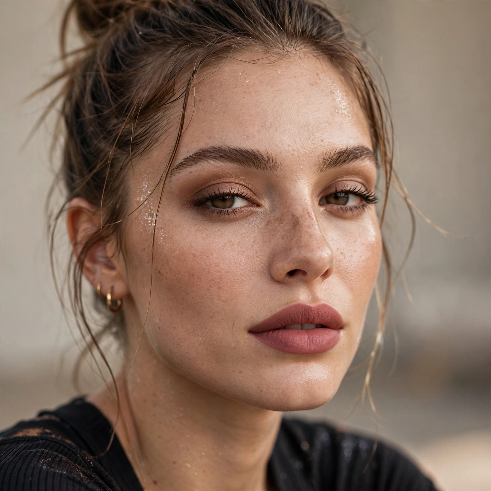 Matte lip stain workout look