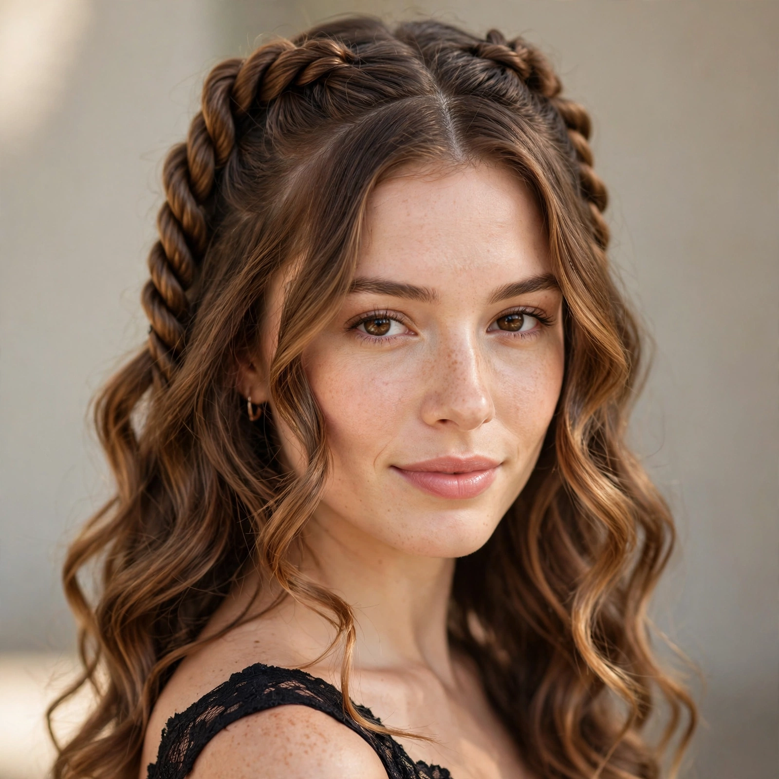 Rope-twisted half-up prom hairstyle