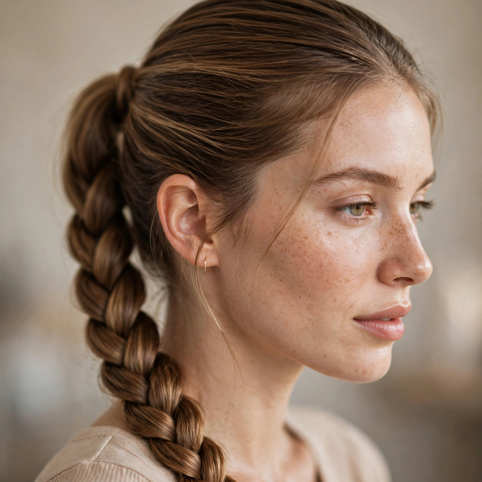 Simple braided ponytail, heatless and polished
