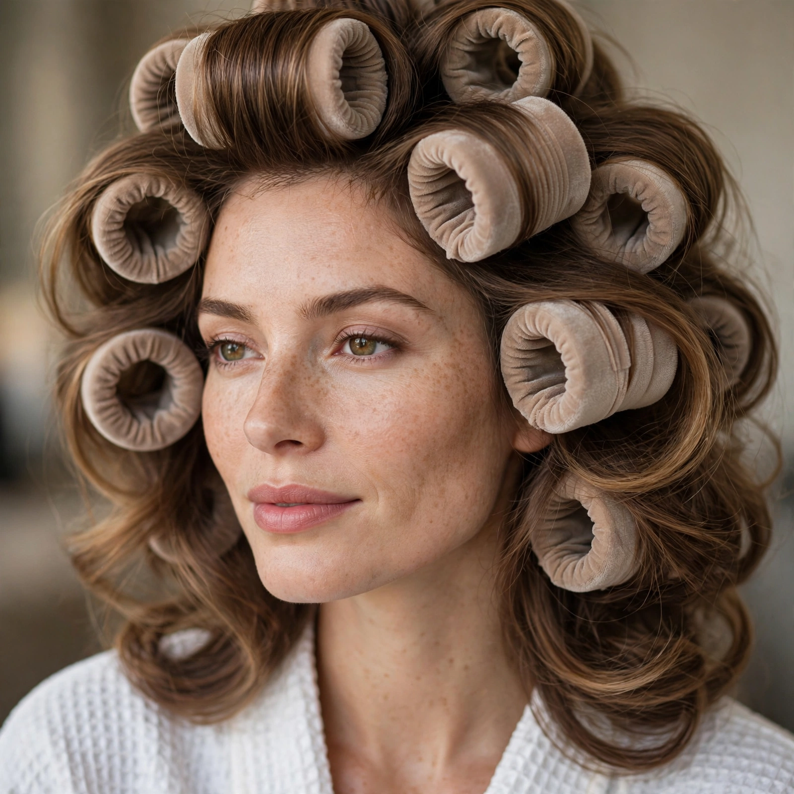 Voluminous blowout look from heatless rollers