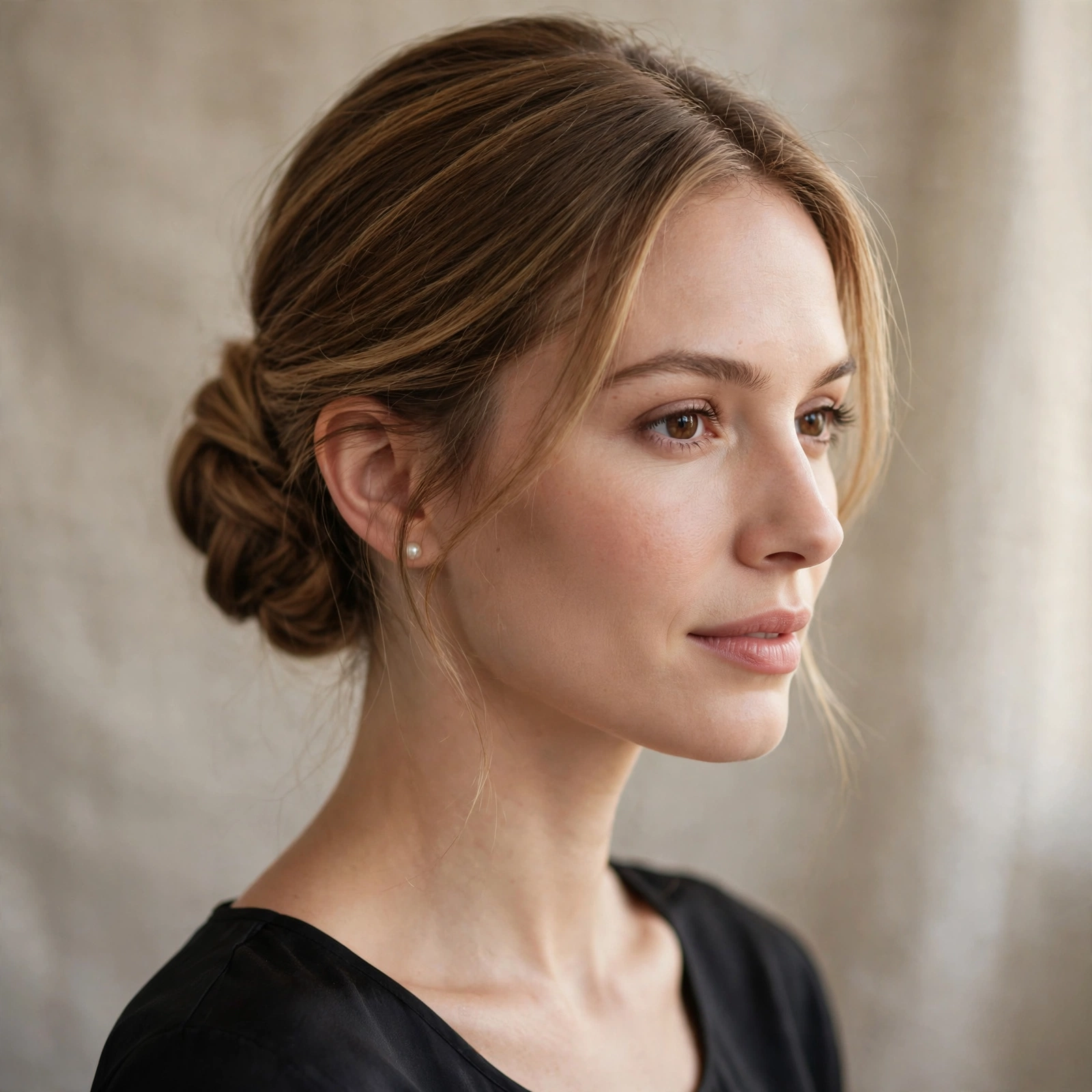 Elegant low bun for wedding guests