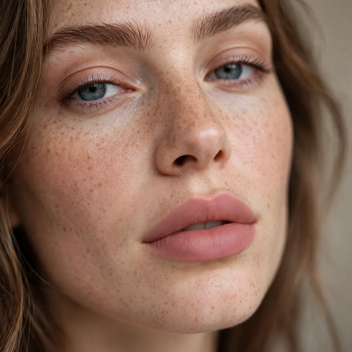 Blurred matte lip look