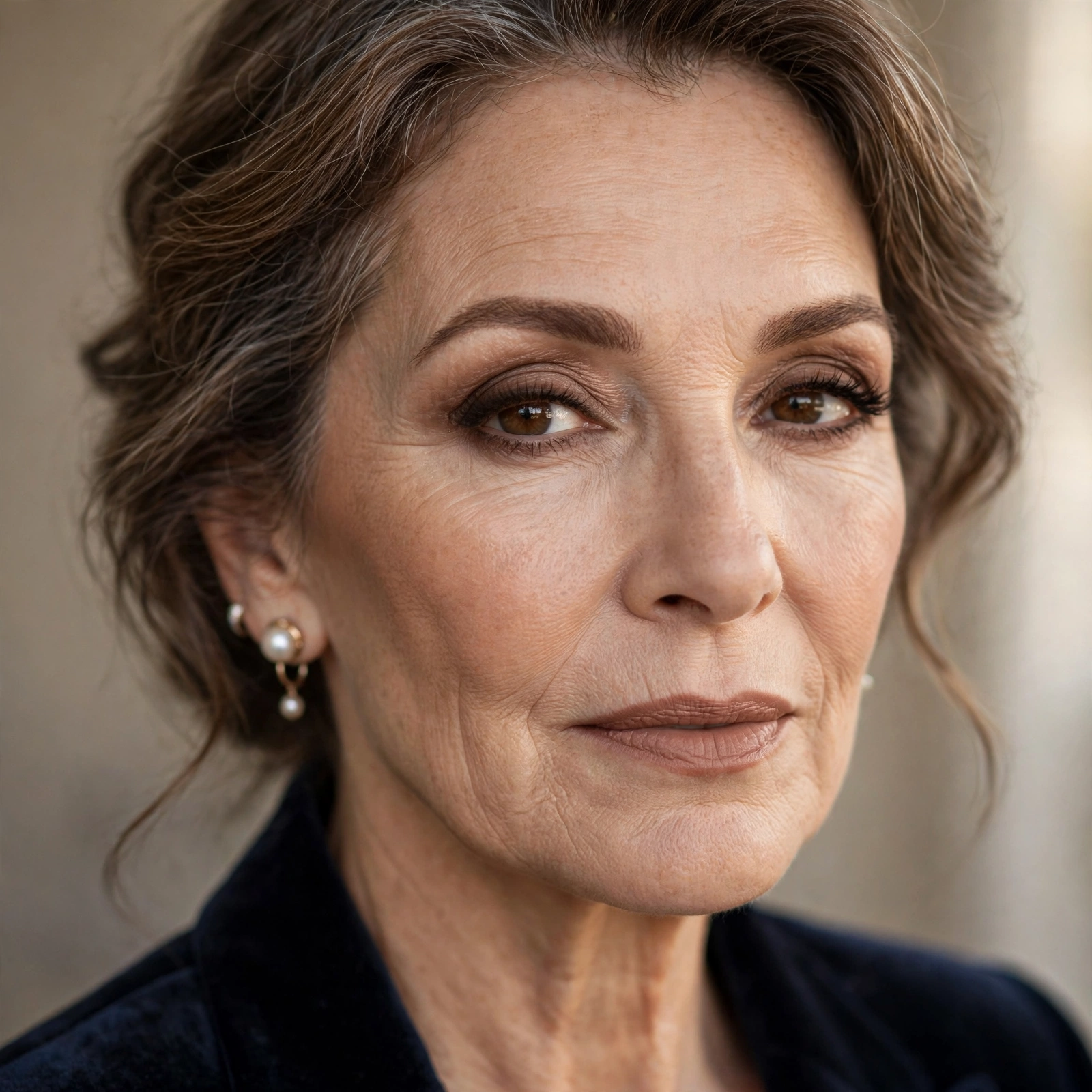 Soft brown smokey eye mature woman