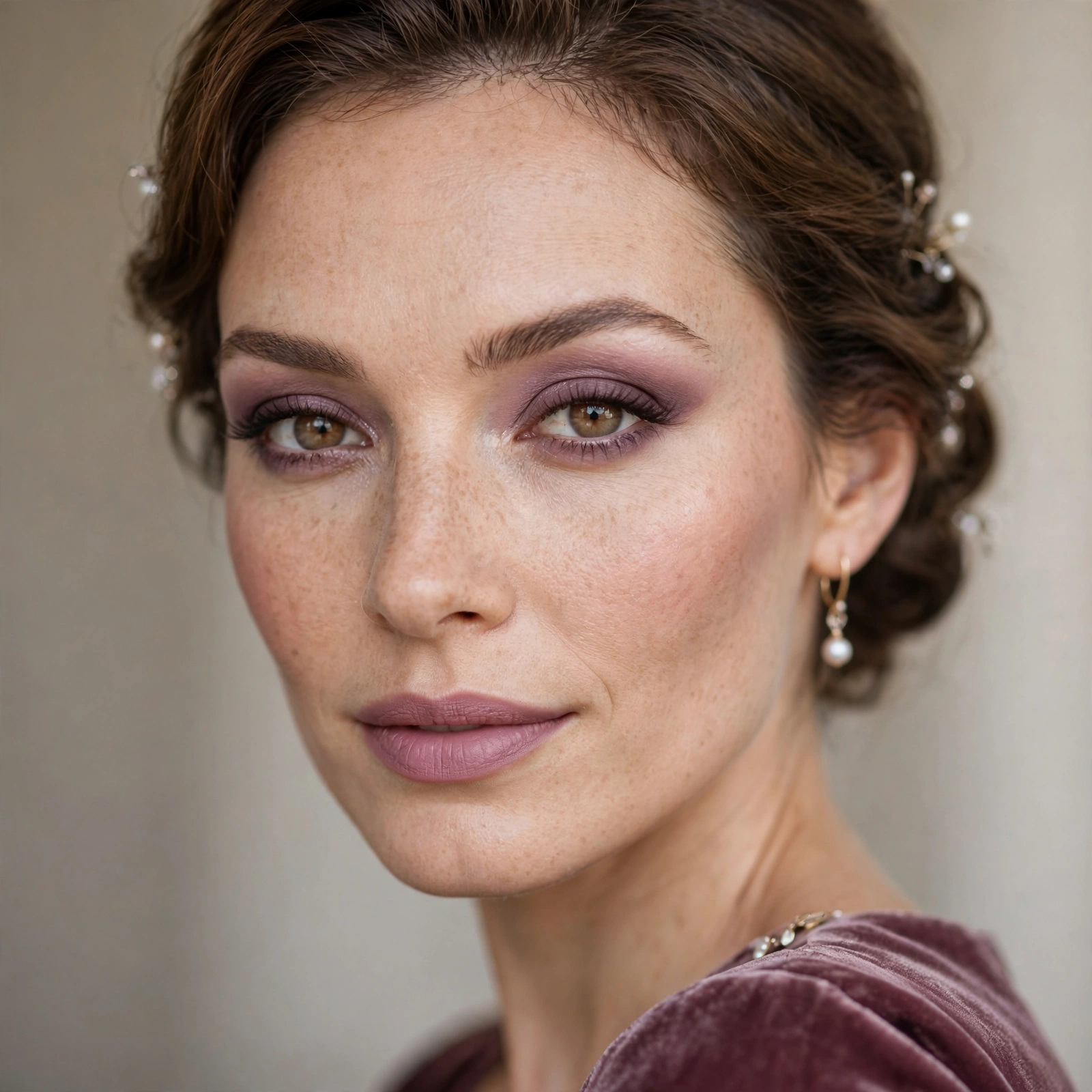 Mauve toned elegant makeup