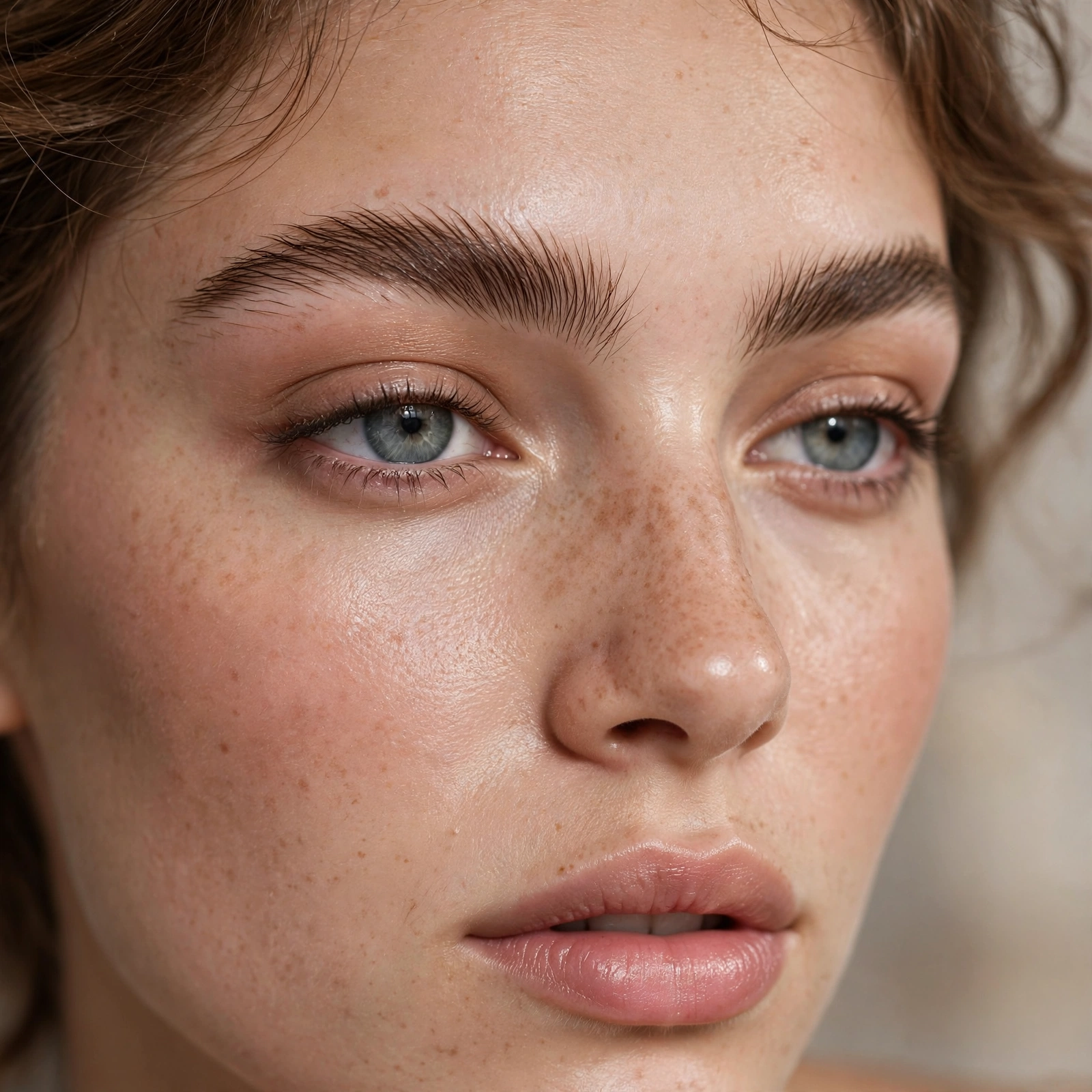 Feathered brushed up eyebrows