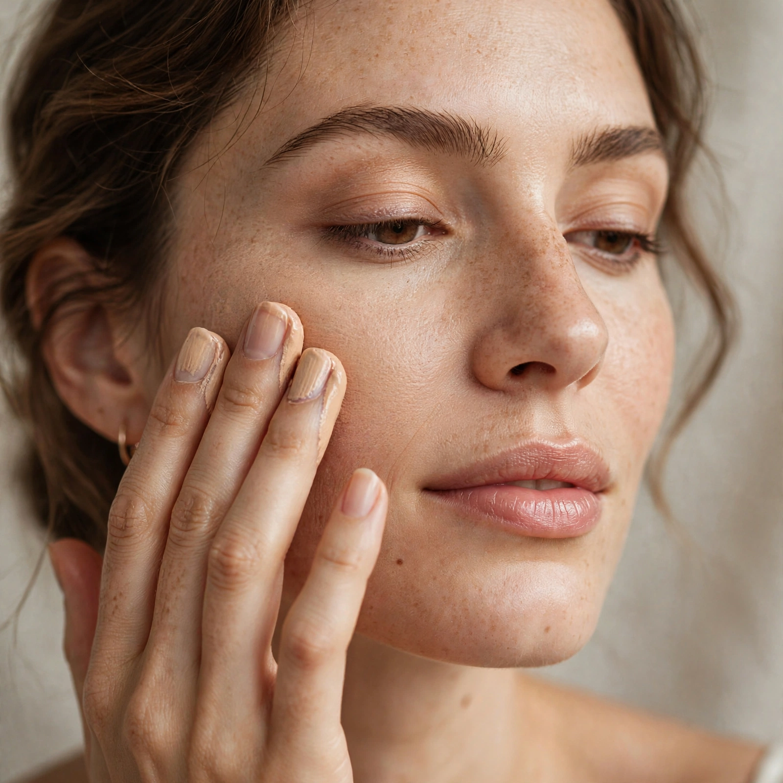 Applying foundation with fingers