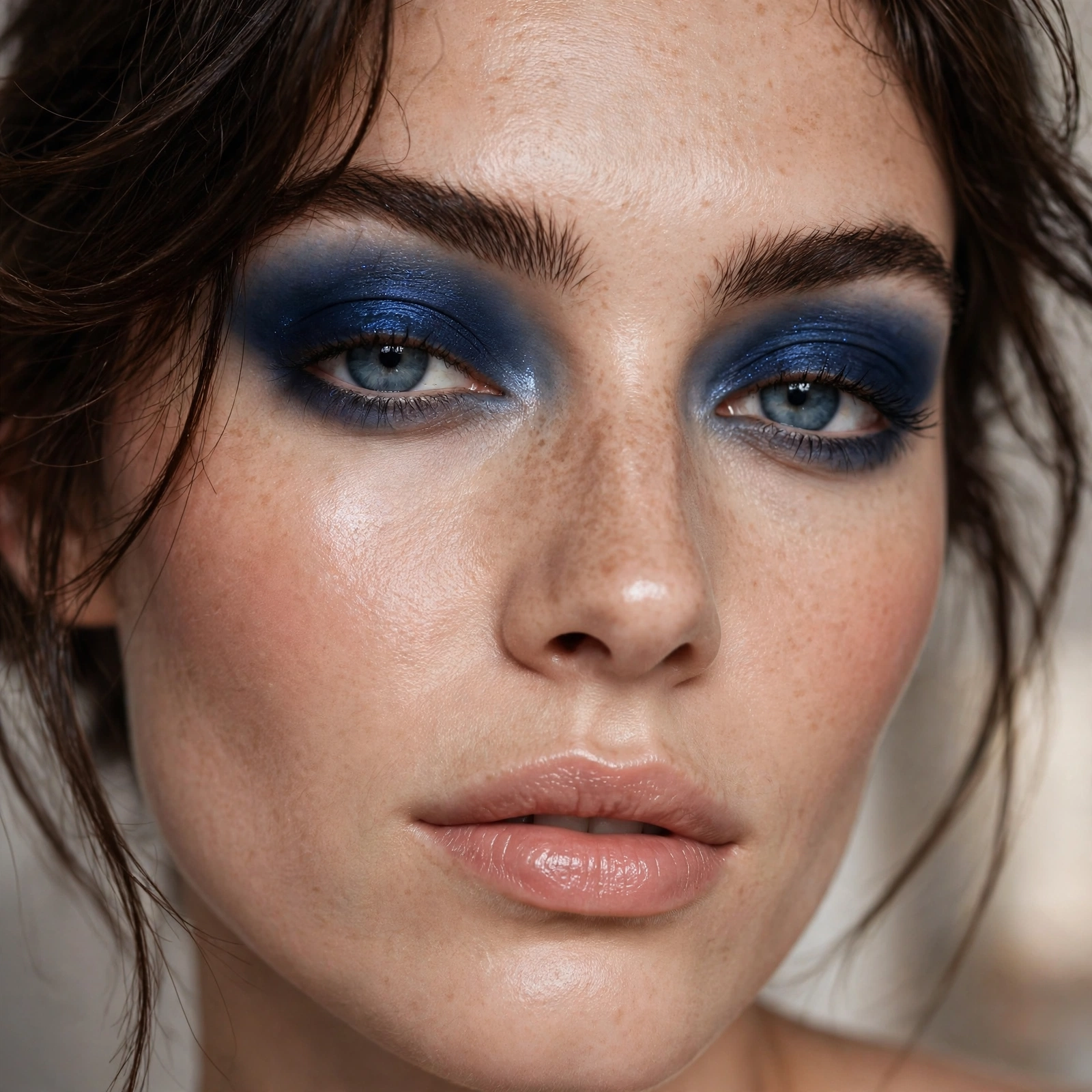 Midnight blue eyeshadow wash