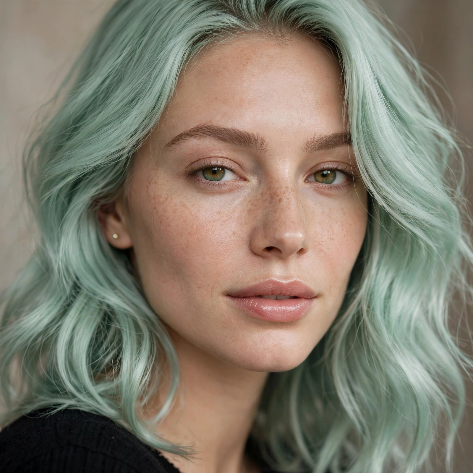 Mint green pastel hair color