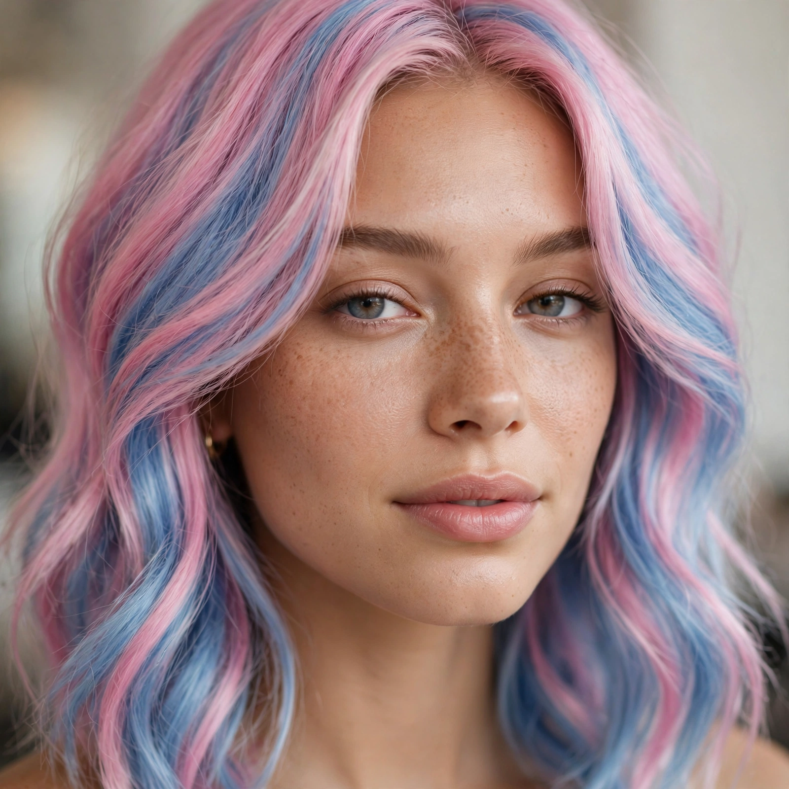 Cotton candy pink and blue hair blend