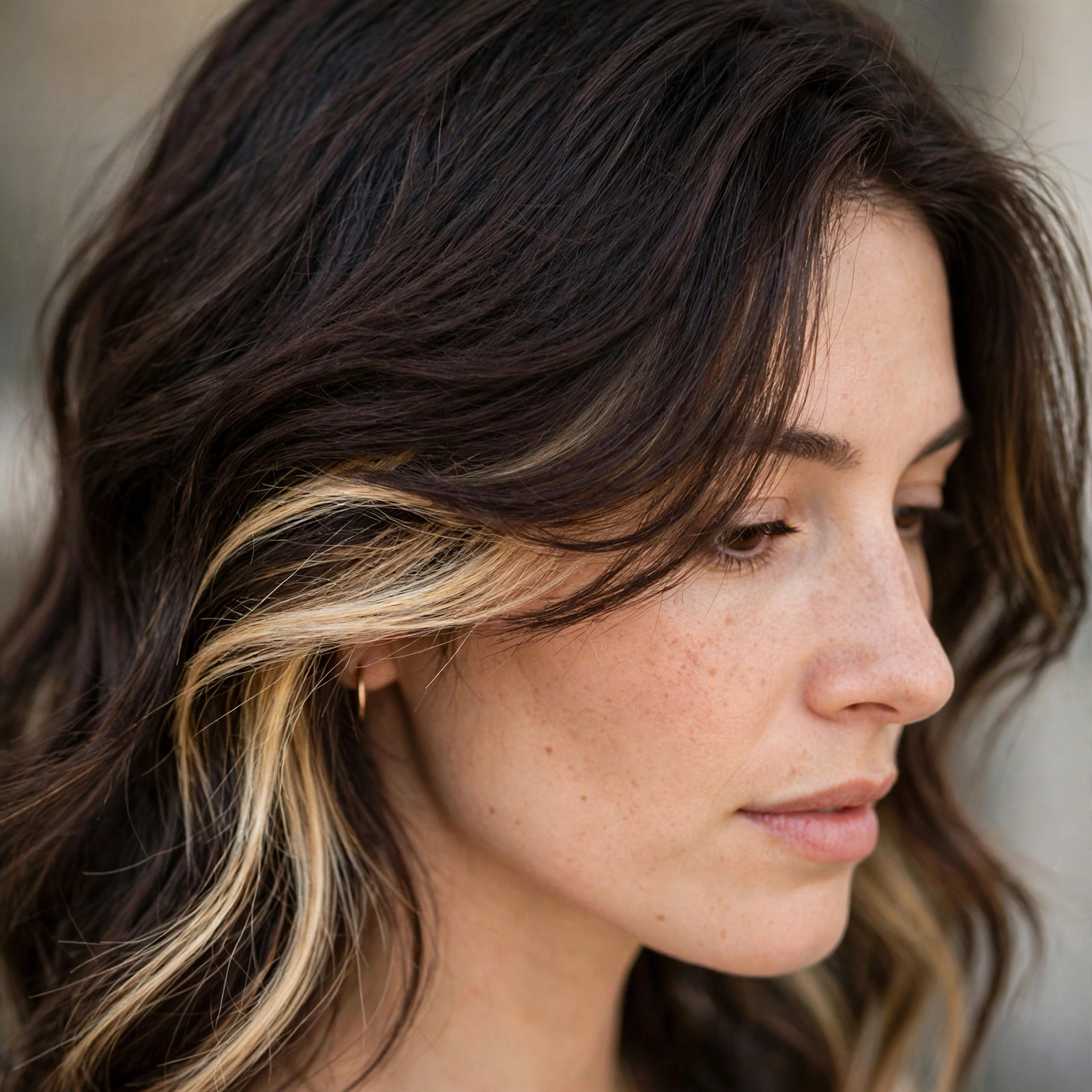Peekaboo highlights for brunette hair