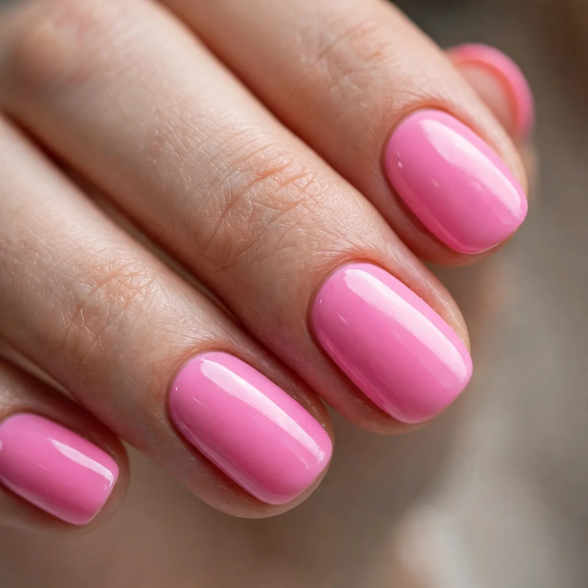 Bubblegum bright pink nails