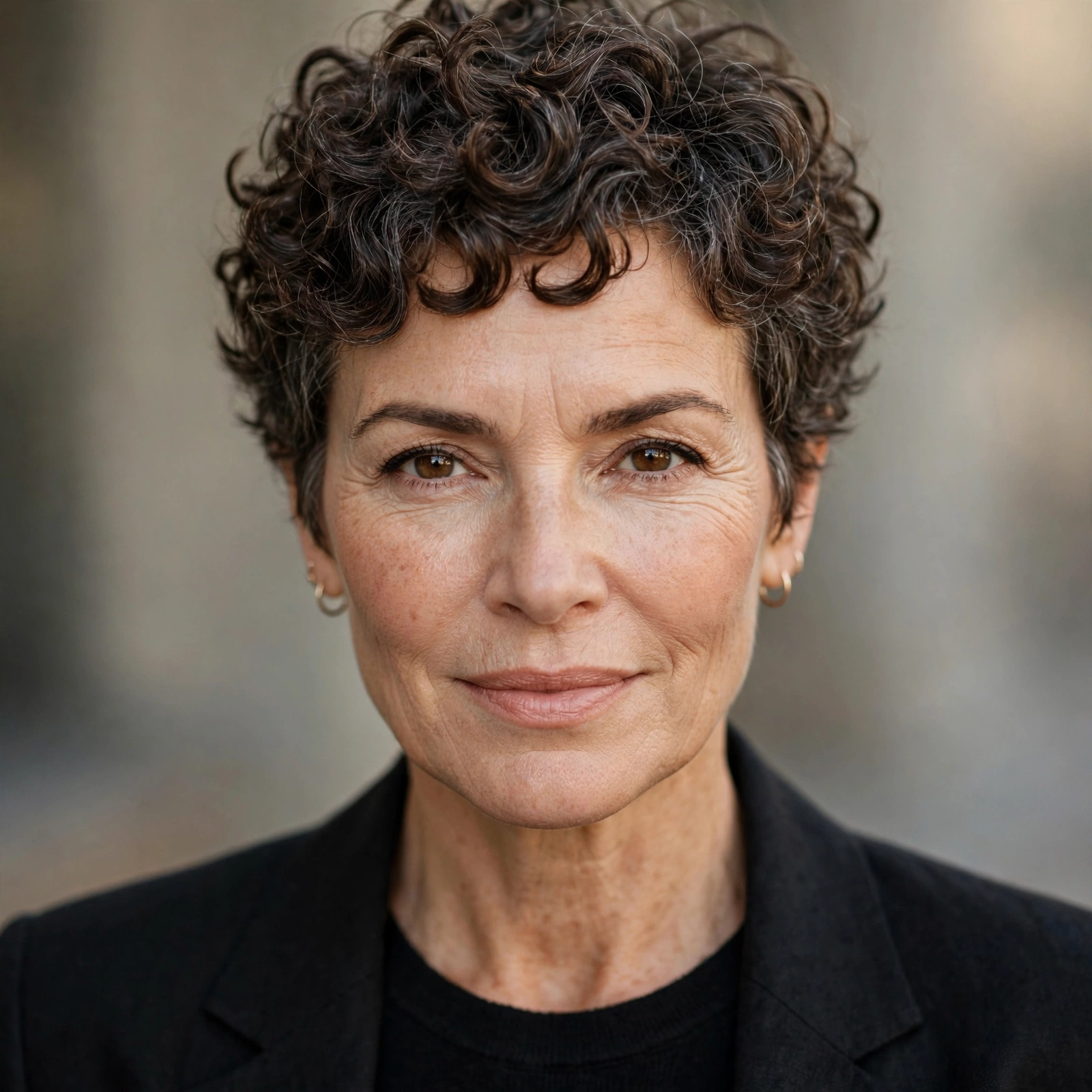 Curly pixie haircut with defined curls