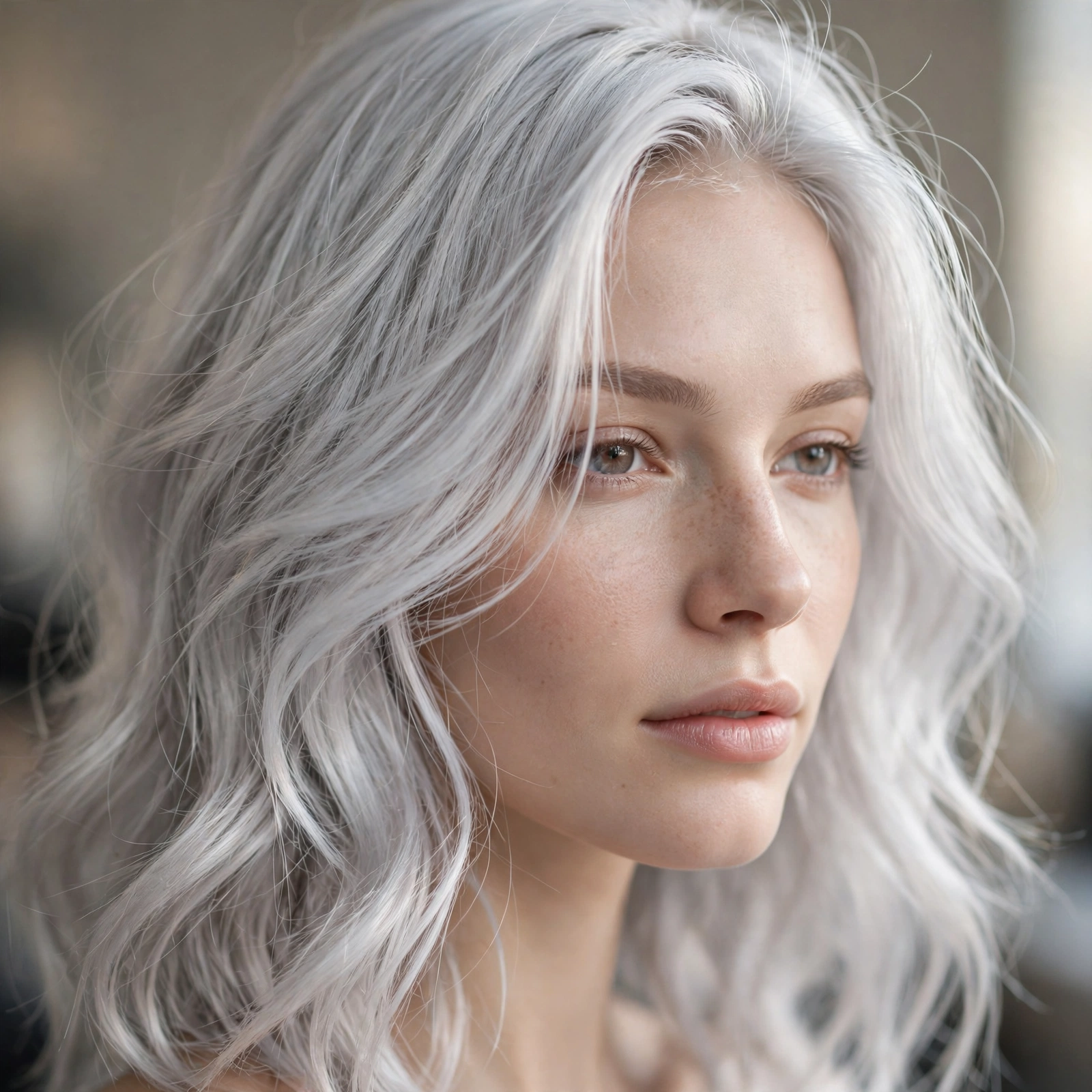 Silver white platinum hair color