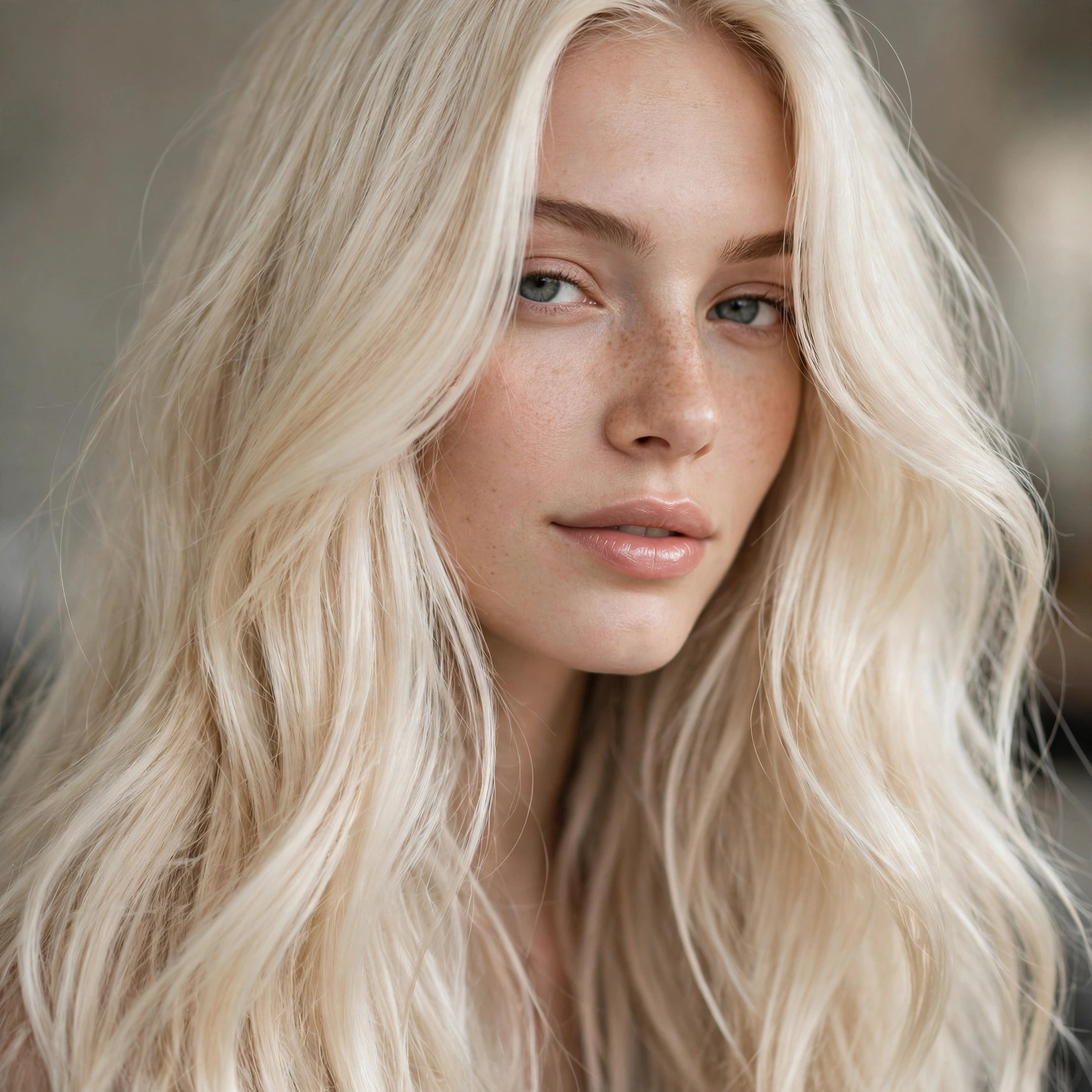 Long platinum blonde hair