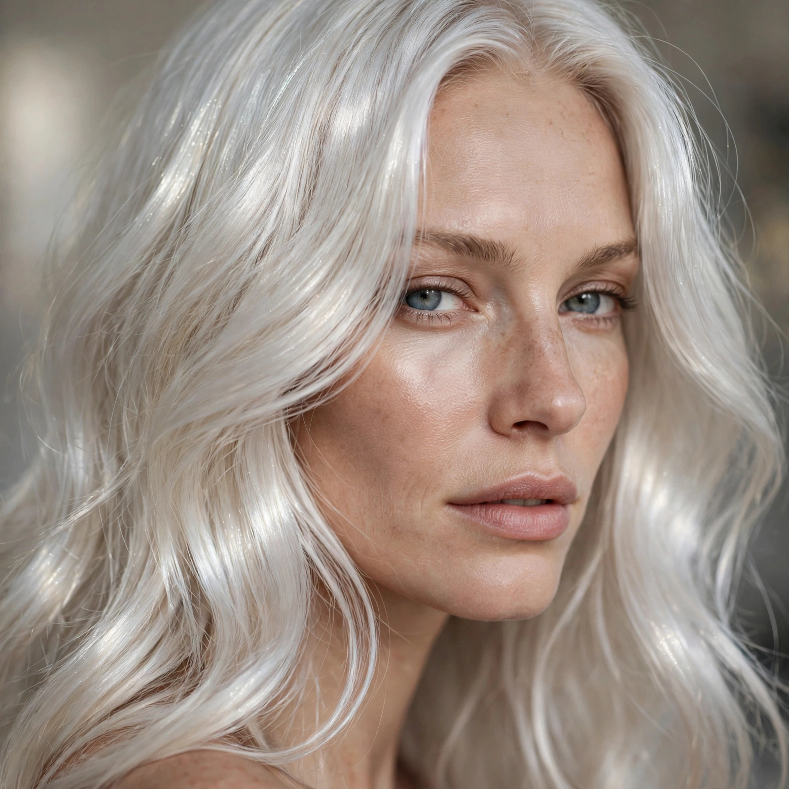 Pearlescent platinum blonde hair
