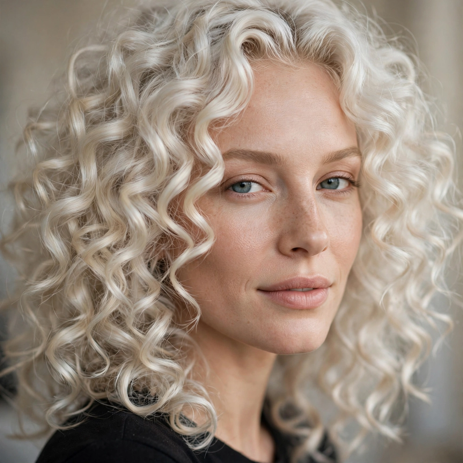 Platinum blonde curly hair