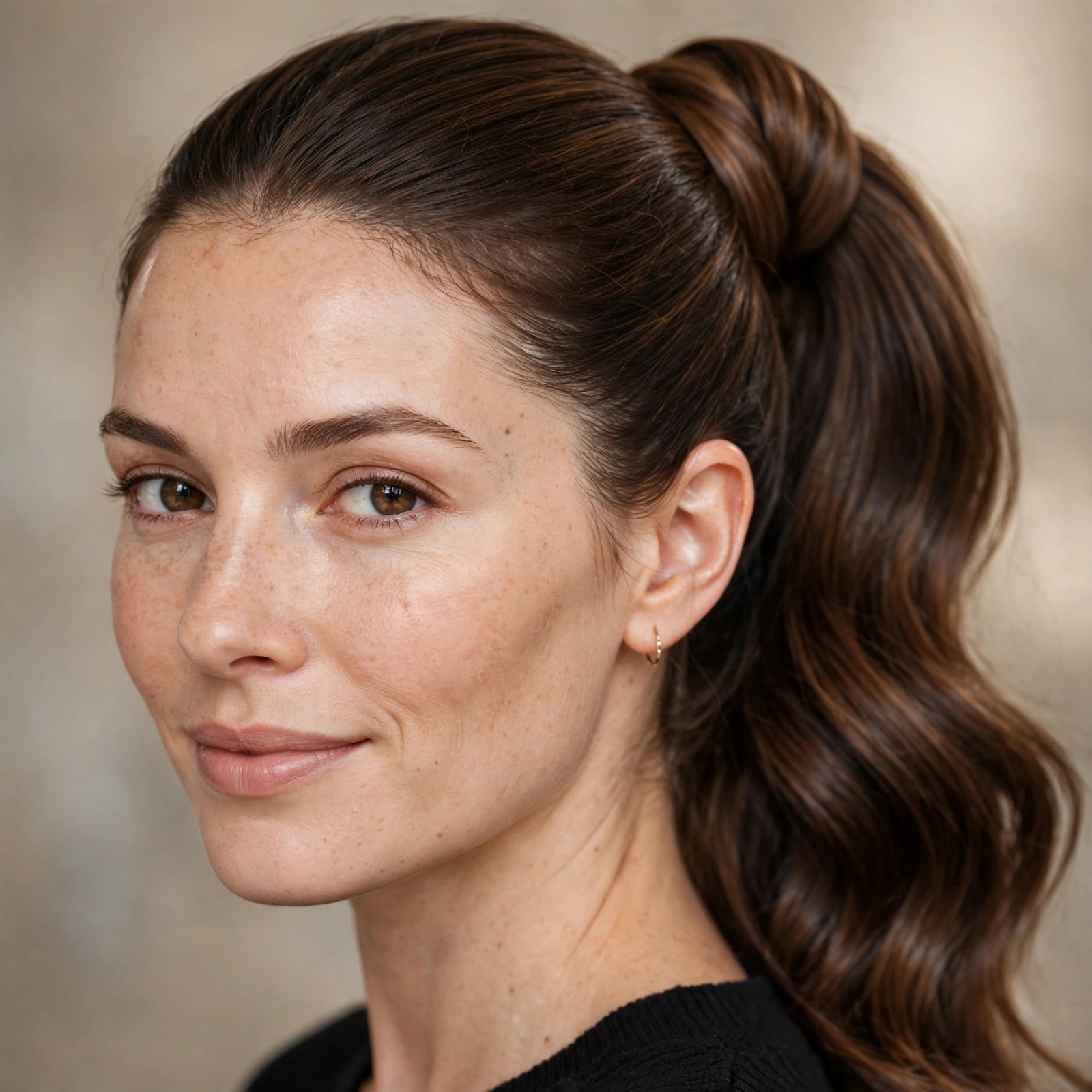 Ponytail with hair wrapped around the base