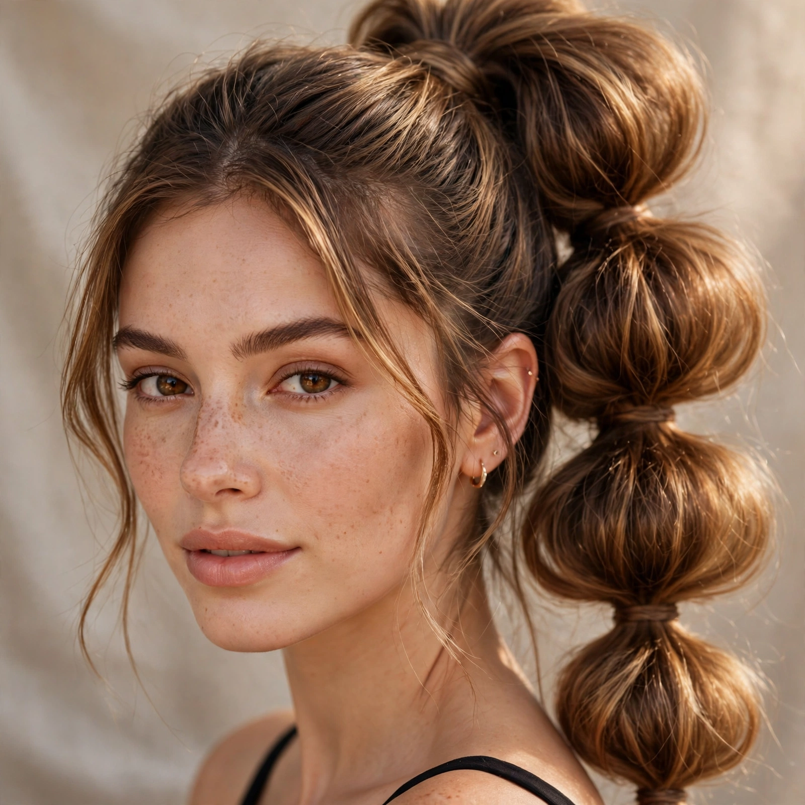 Bubble ponytail with voluminous sections