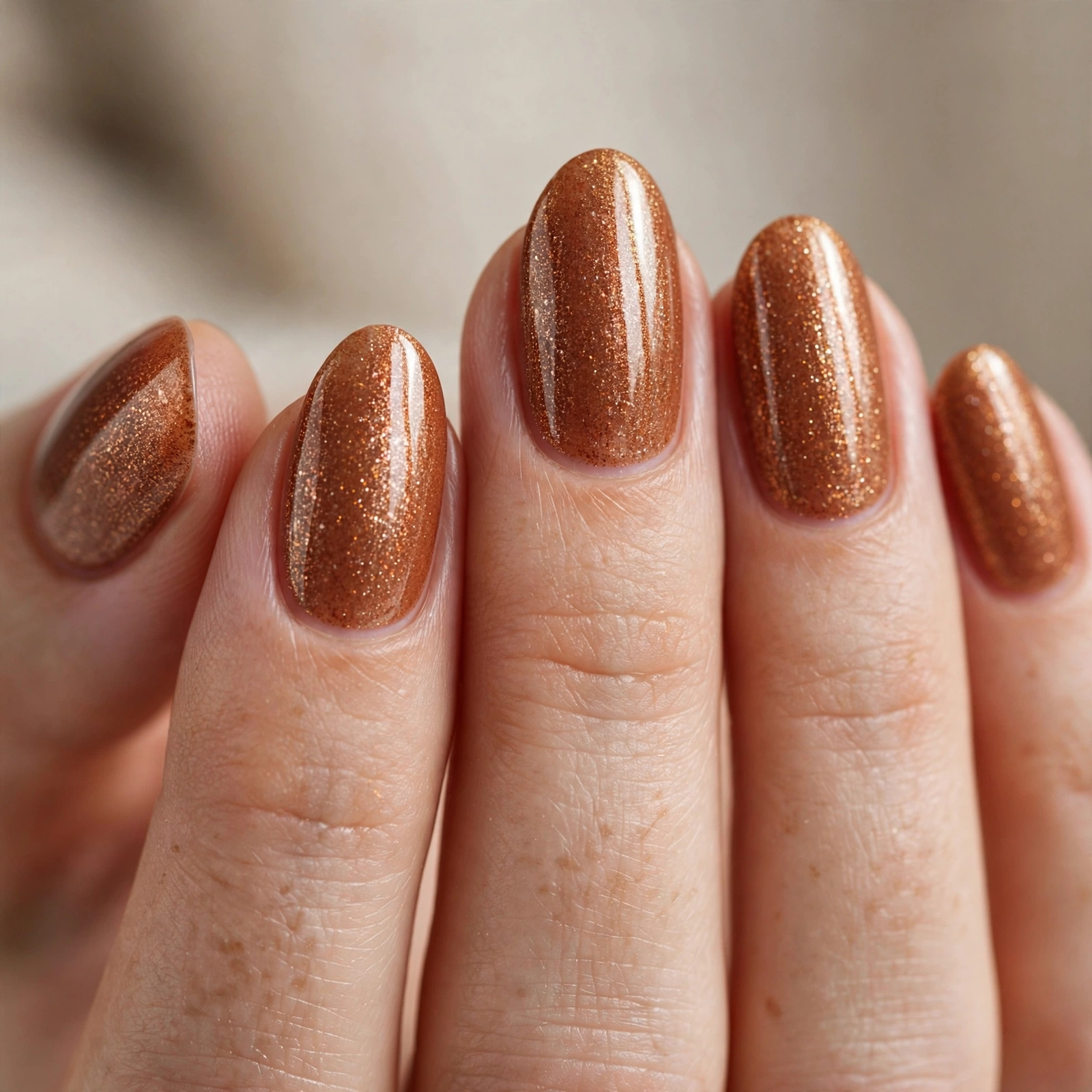 Cinnamon shimmer spice nails