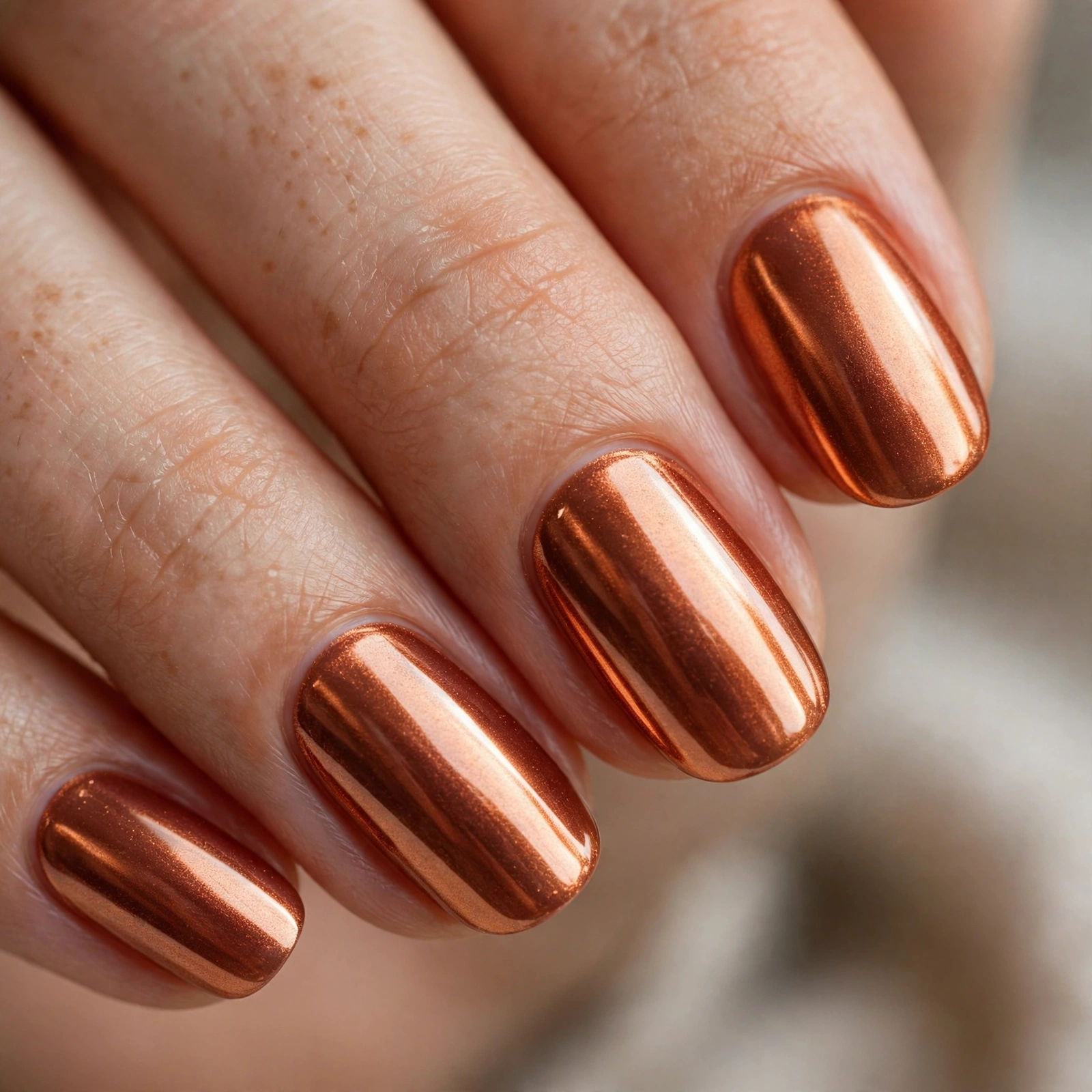 Copper chrome pumpkin spice nails