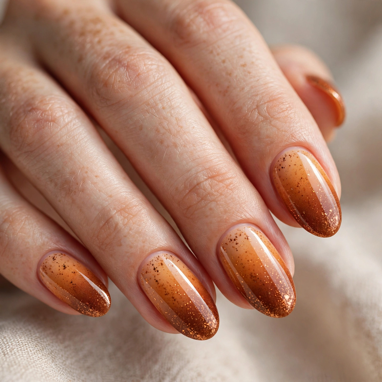 Spiced ombre pumpkin nail design