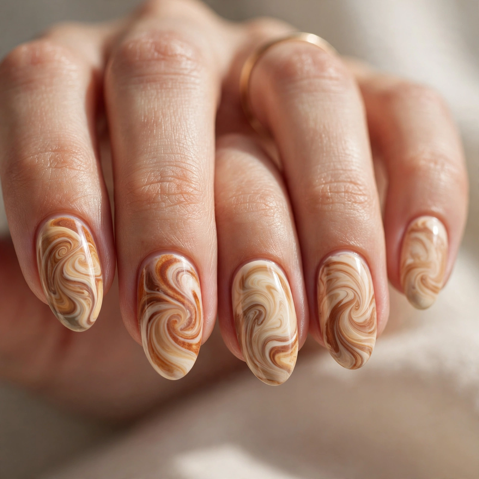 Chai latte swirl nail art