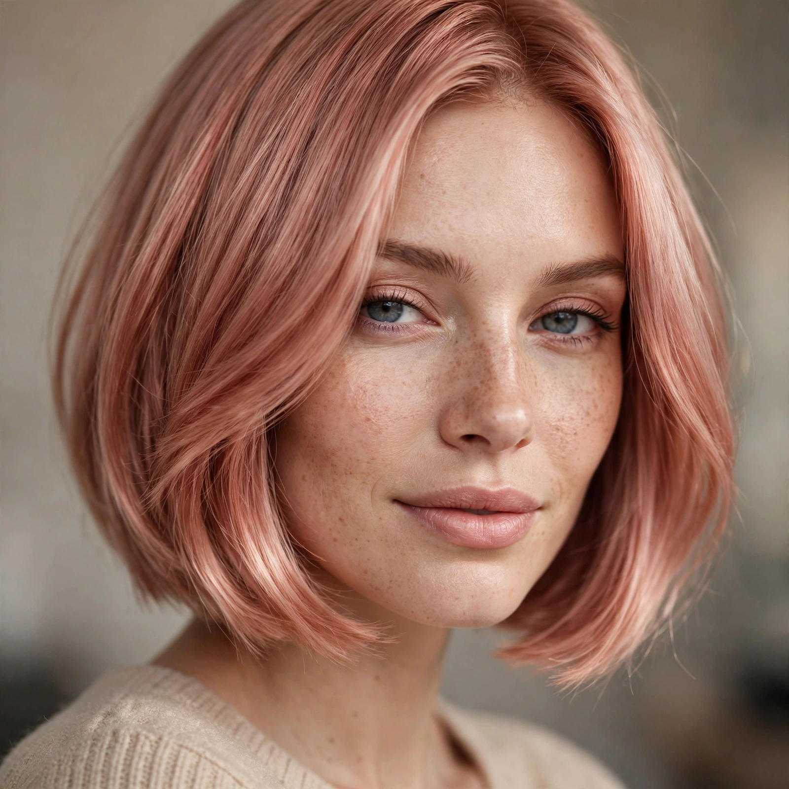 Rose gold bob haircut