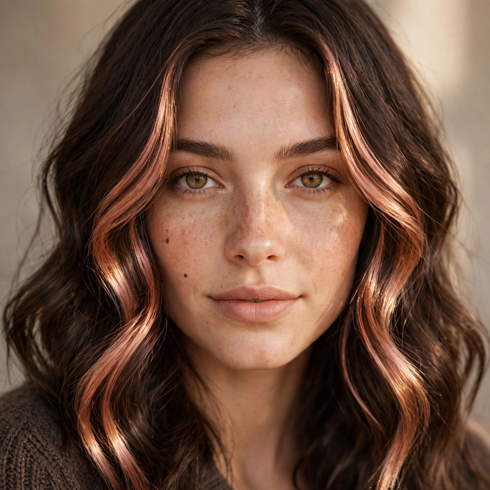Rose gold money piece highlights
