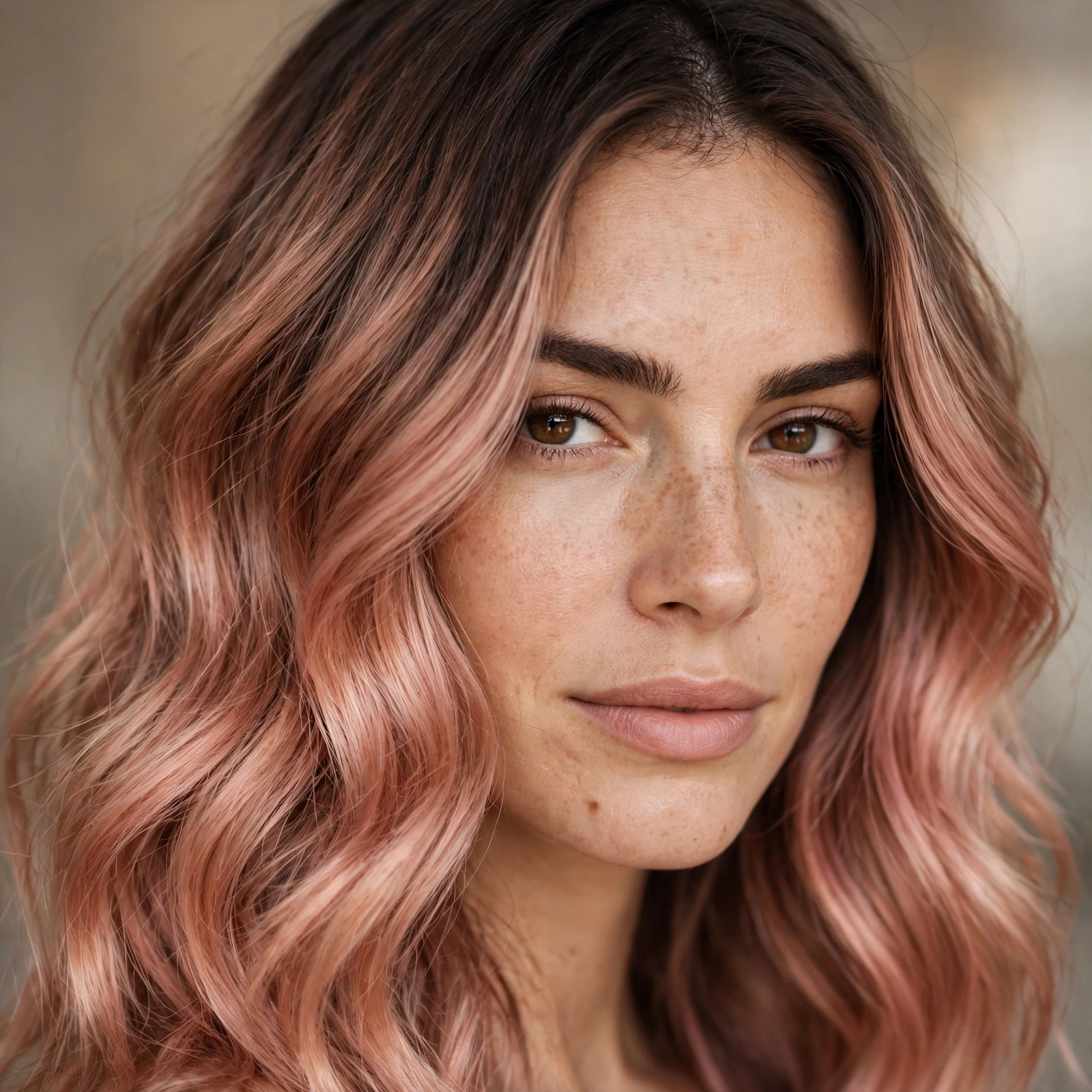 Rose gold ombre from natural roots