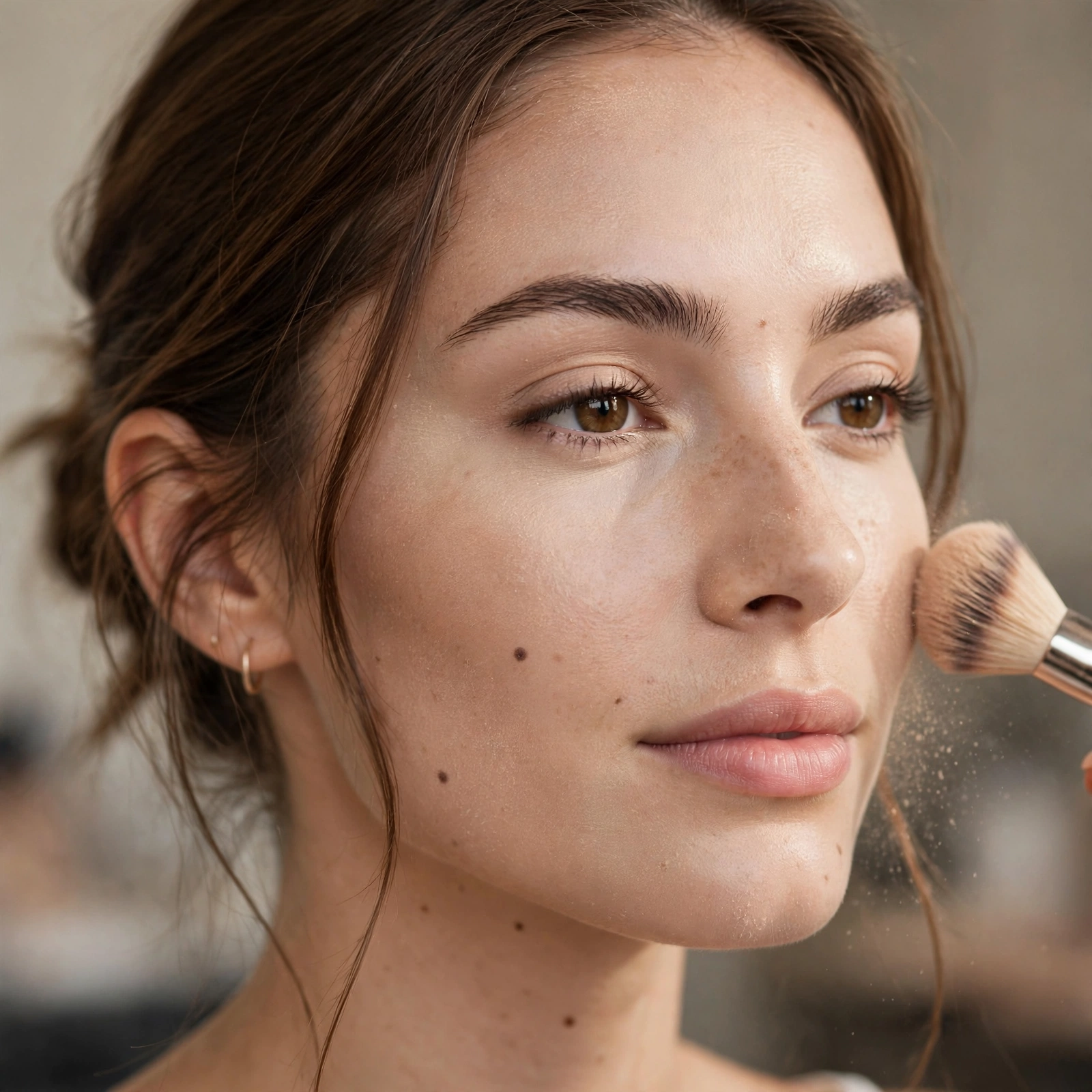 Powder before foundation technique
