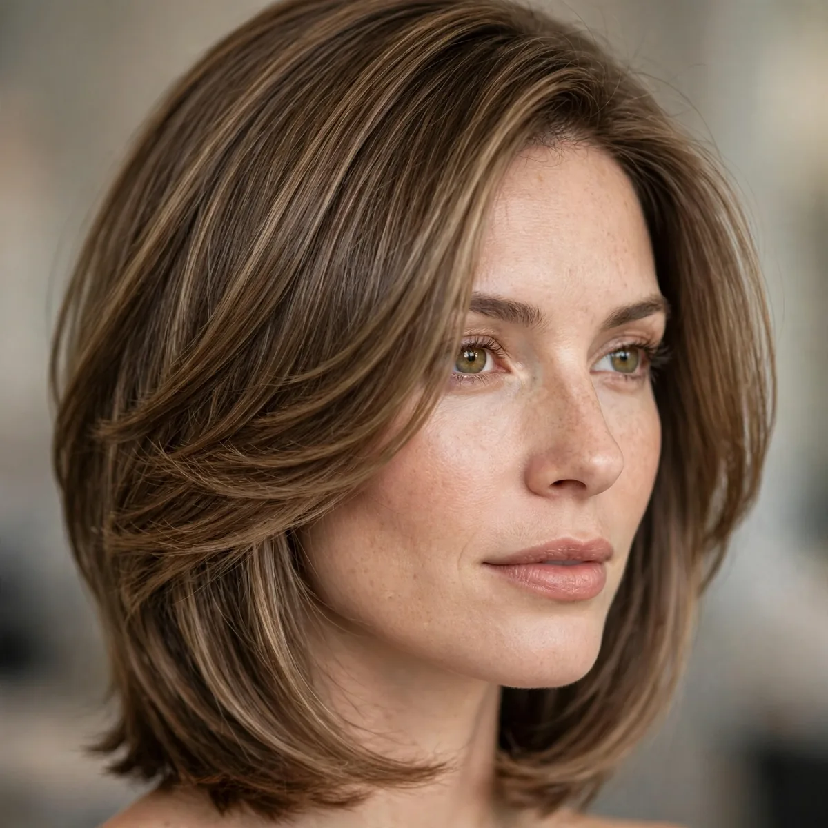 Polished layered lob haircut