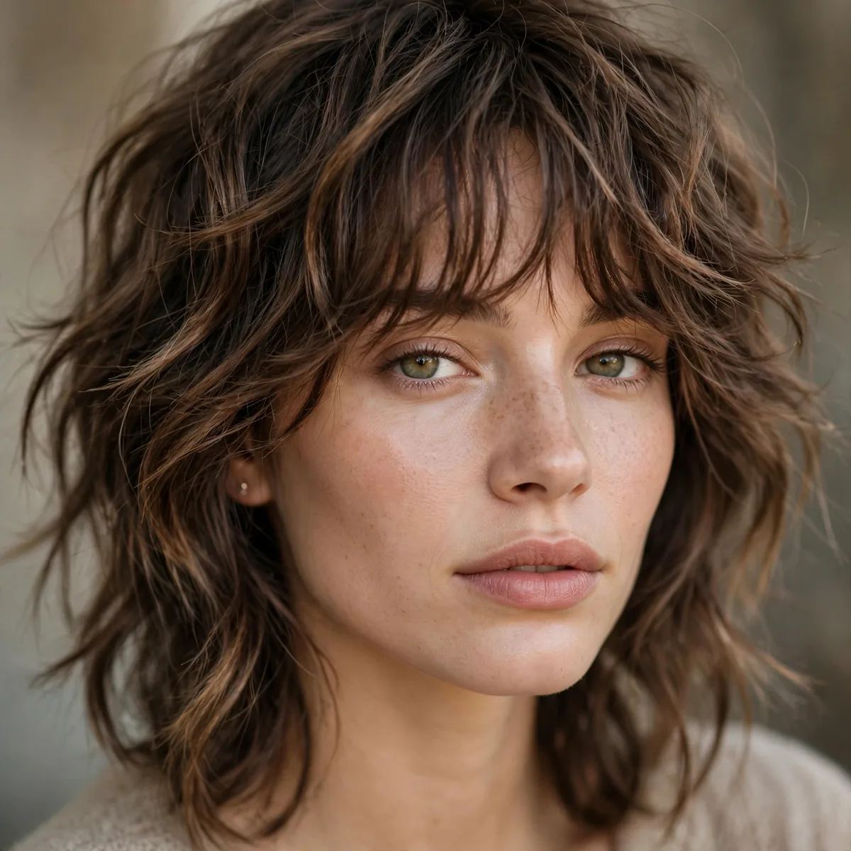 Wolf cut shag blend on wavy hair