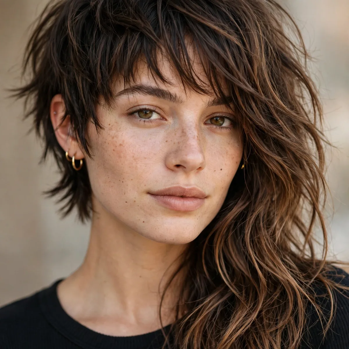 Asymmetrical shag haircut