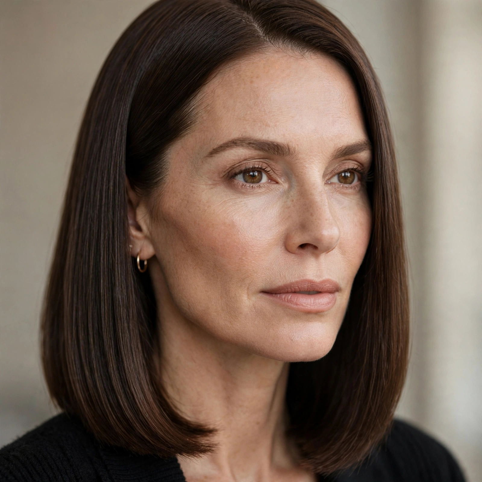 Sleek straight lob haircut