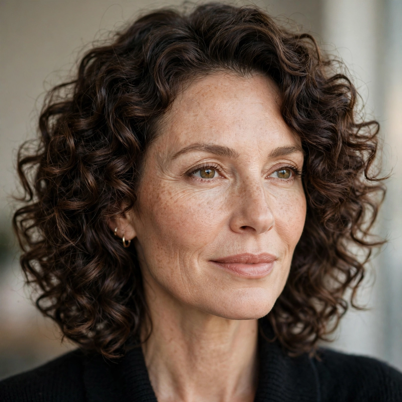 Curly shoulder-length haircut with defined curls