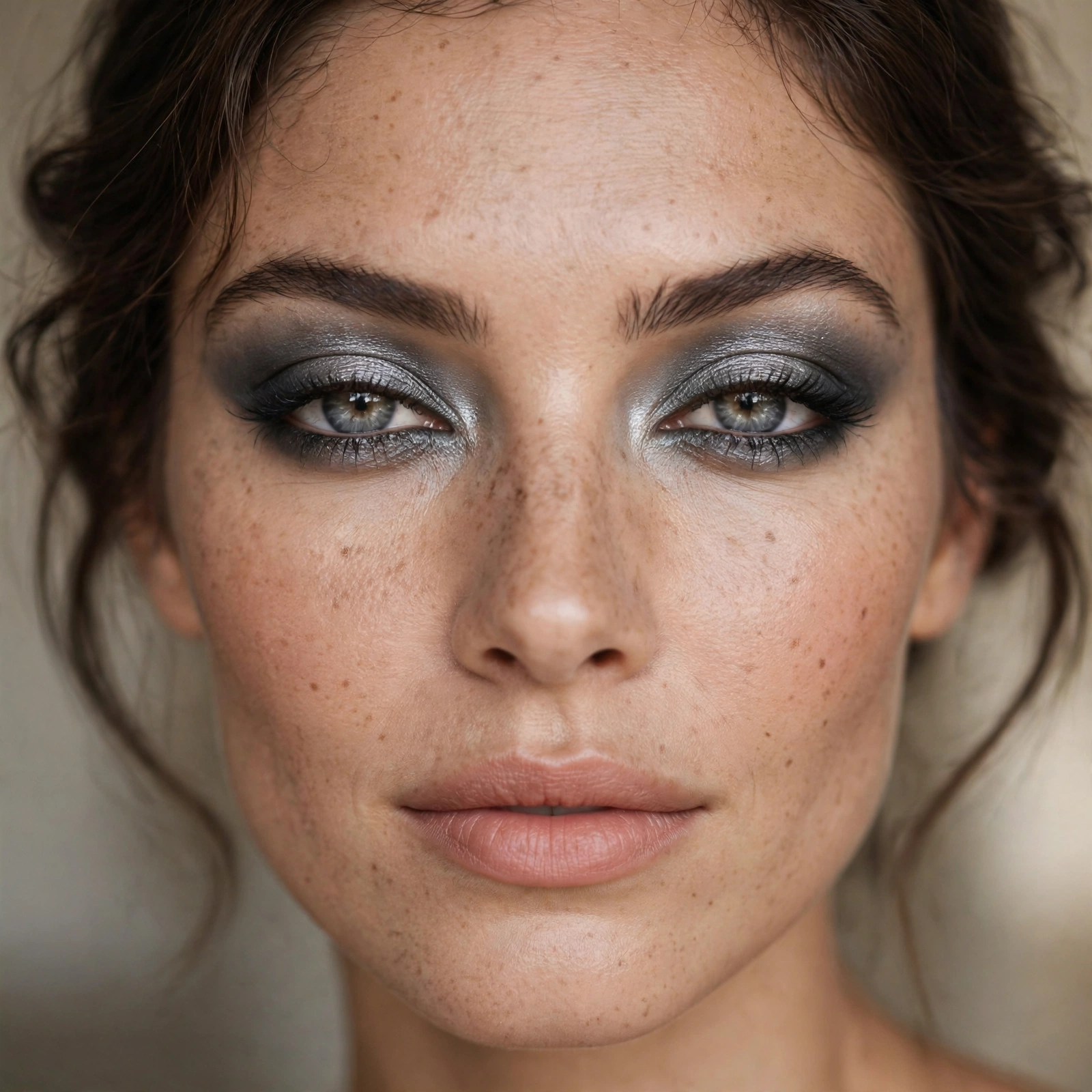 Pewter smokey eye makeup