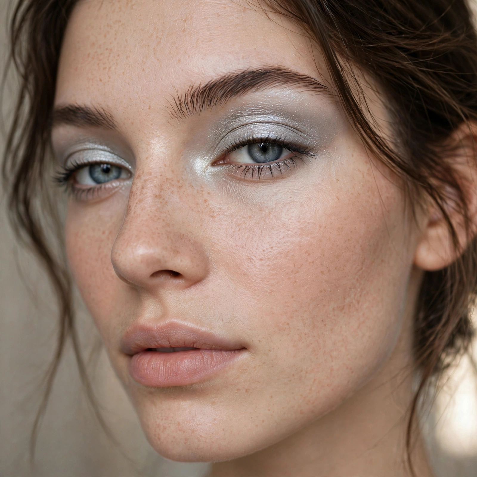 Cool silver eyeshadow wash