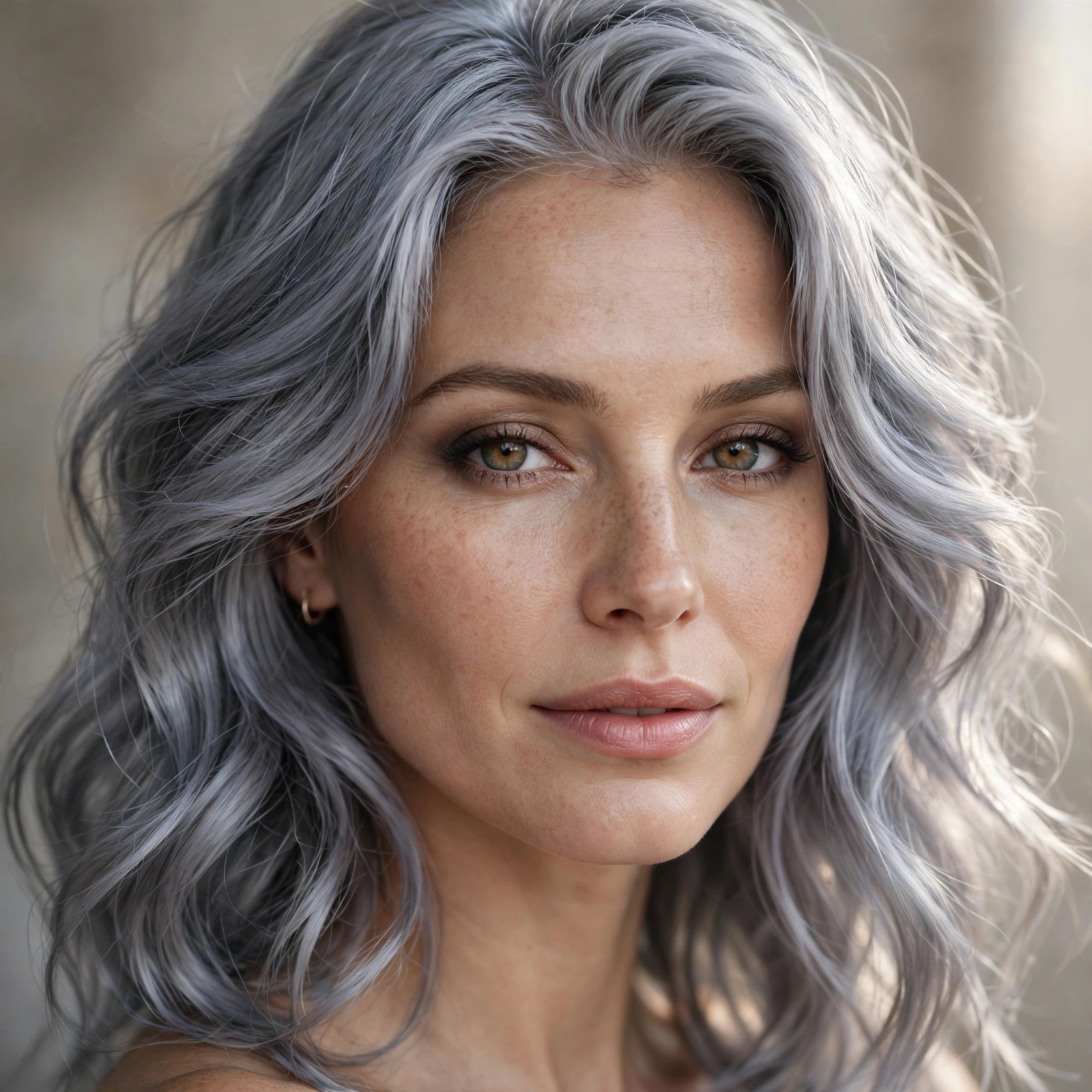 Smoky steel silver hair color