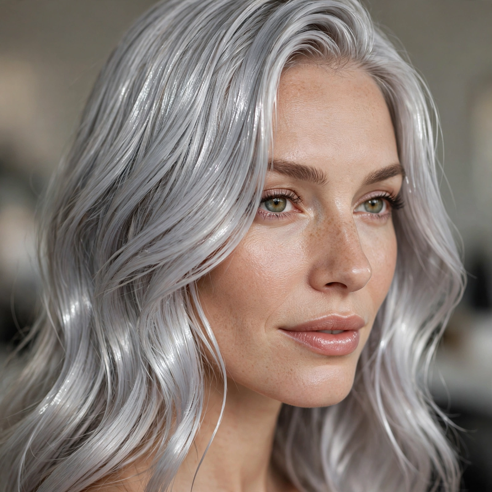Fresh silver gloss treatment on hair