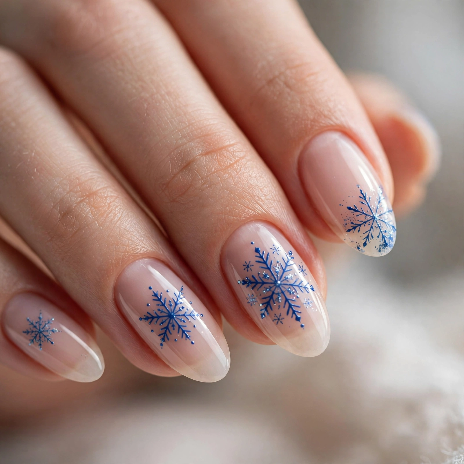 Single snowflake minimal nail design