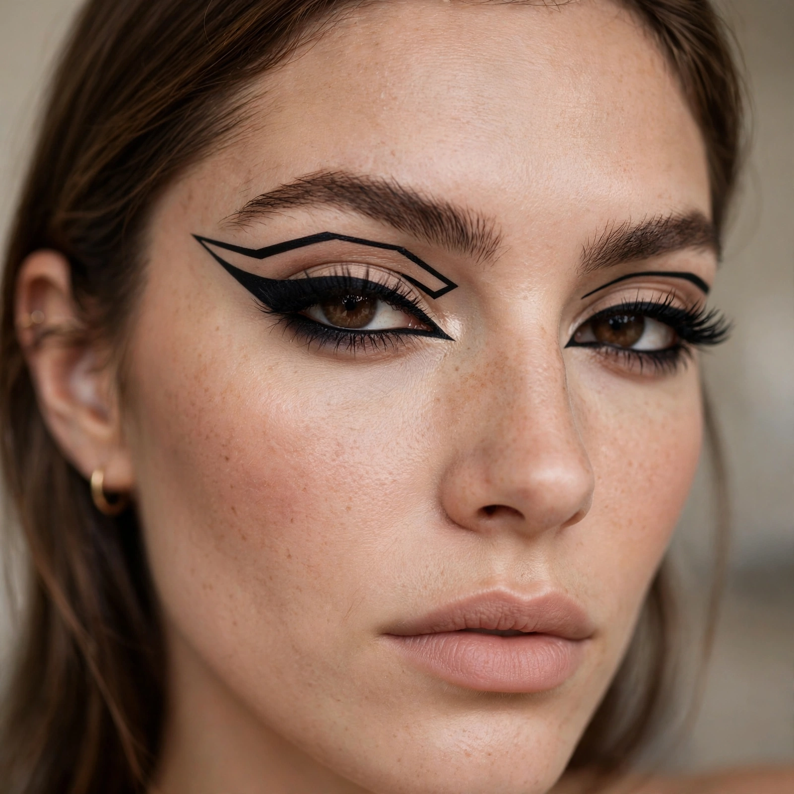 Graphic winged eyeliner bold look