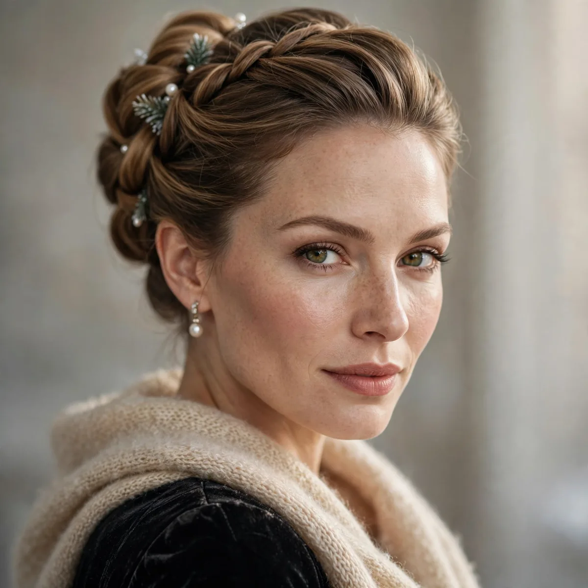 Elegant updo winter formal